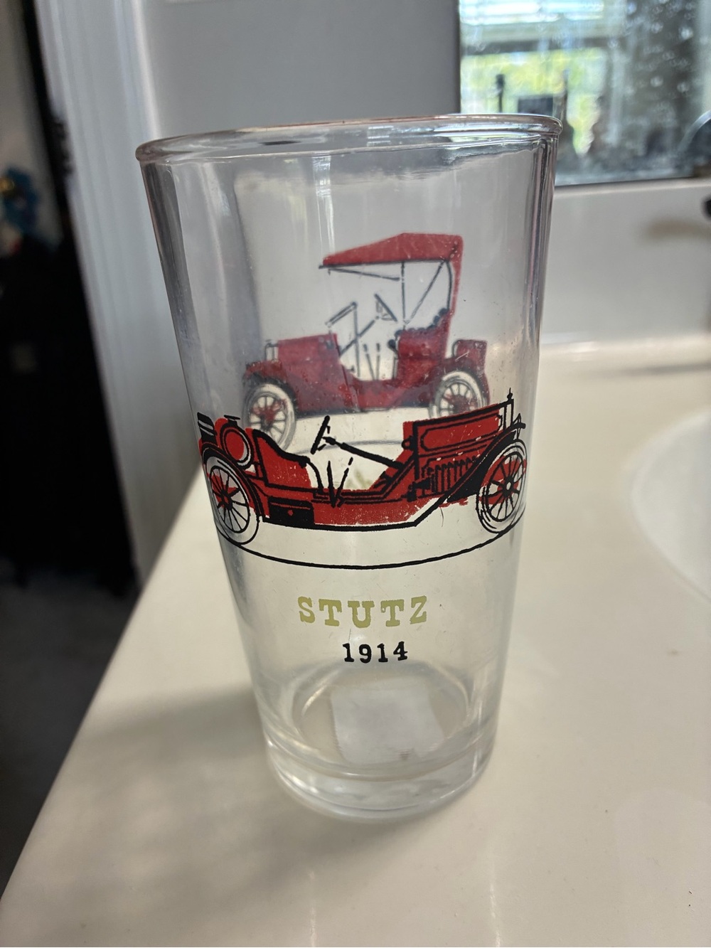 Stutz 1914 Vintage Car Glass - Red Graphic